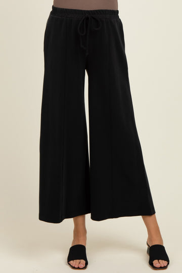 Black Drawstring Wide Leg Maternity Pants