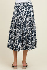 Charcoal Floral Tiered Maternity Maxi Skirt