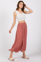 Mauve Button Accent Maxi Skirt