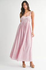 Light Pink Sweetheart Neckline Open Back Maternity Maxi Dress