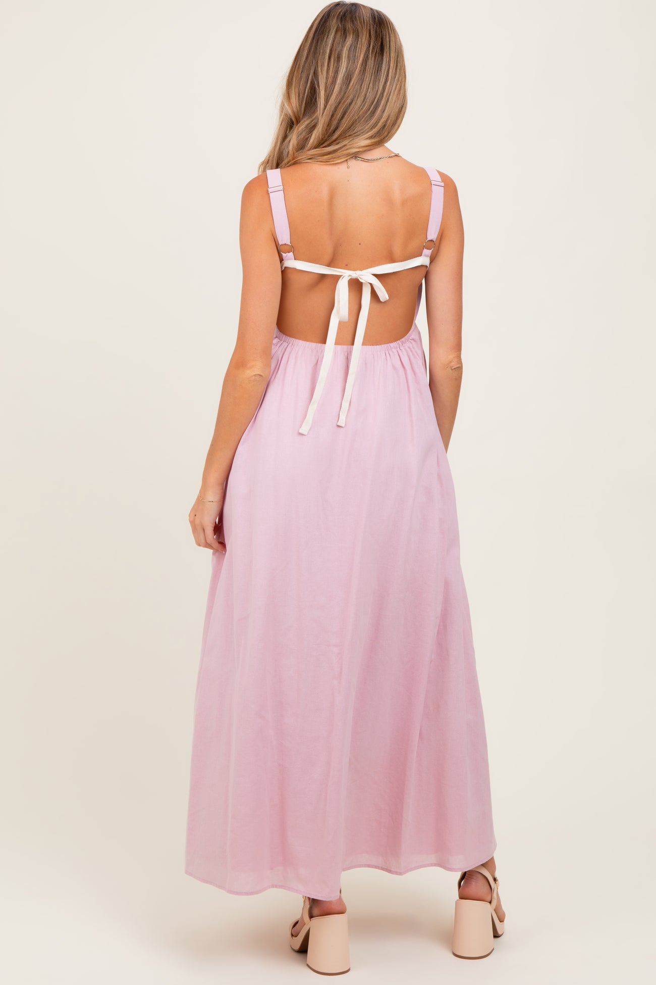 Light Pink Sweetheart Neckline Open Back Maternity Maxi Dress – PinkBlush