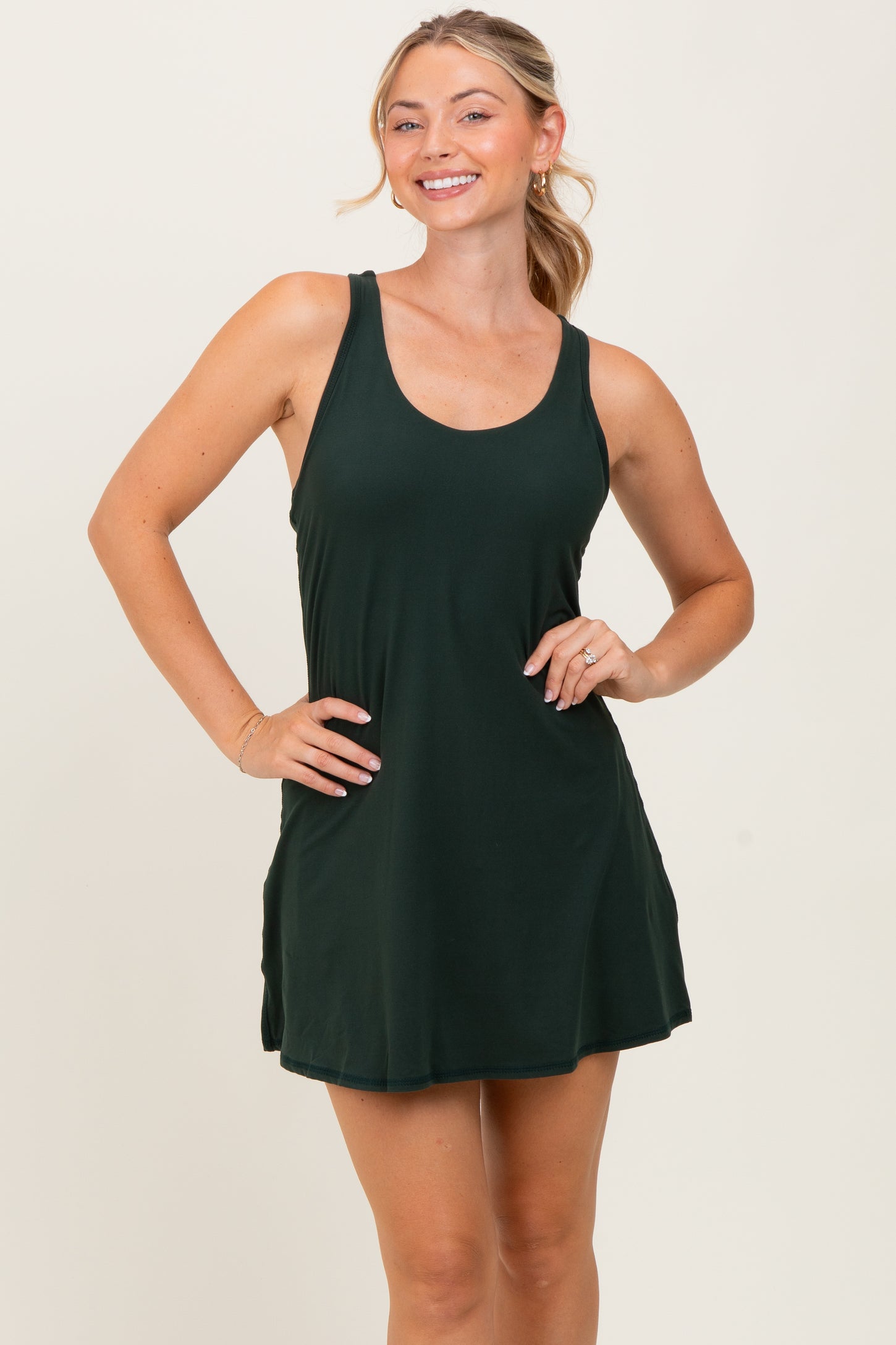 Dark Forest Green Tennis Racerback Romper Dress