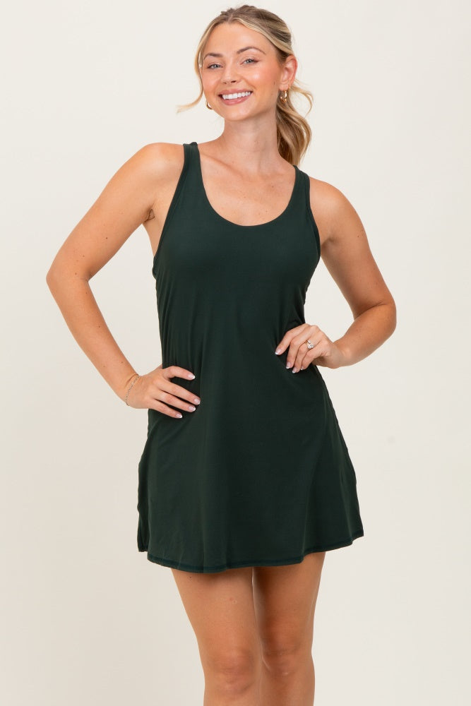 Dark Forest Green Tennis Racerback Maternity Romper Dress
