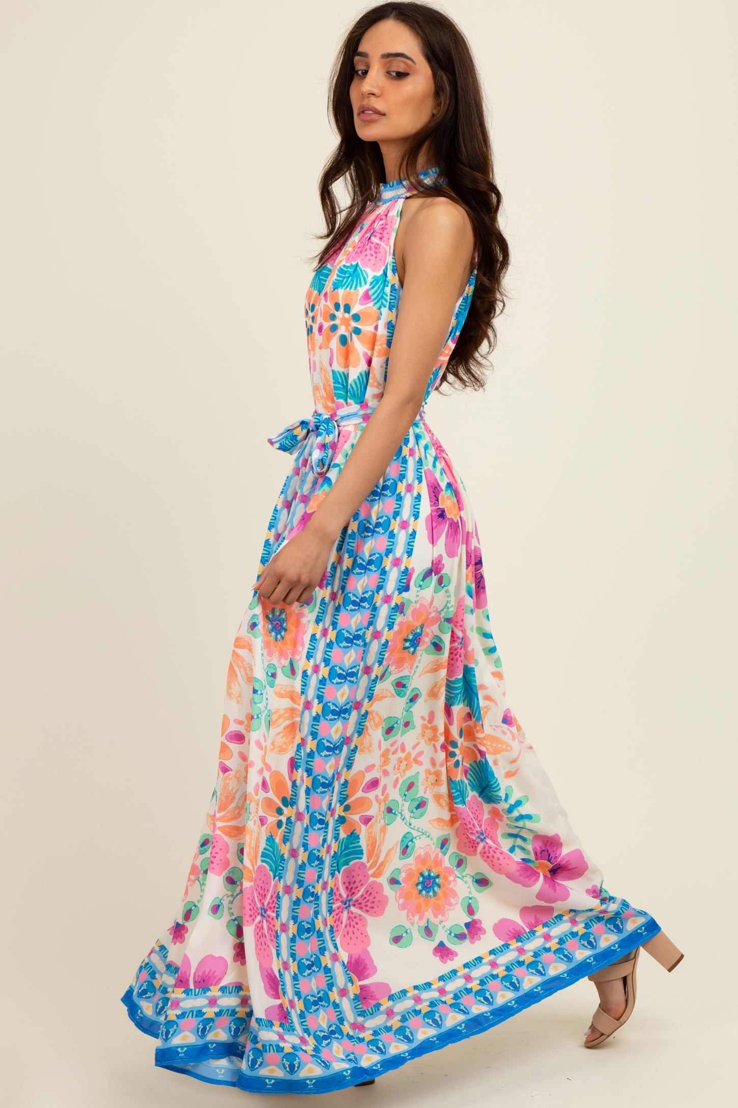 pink floral halter dress Gardenia Halter Mini Dress