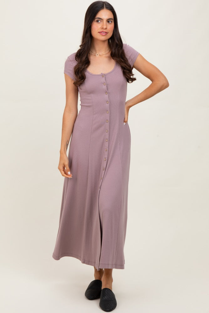 Mauve Button Down Maxi Dress