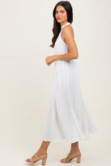 White Pleated Halter Dress