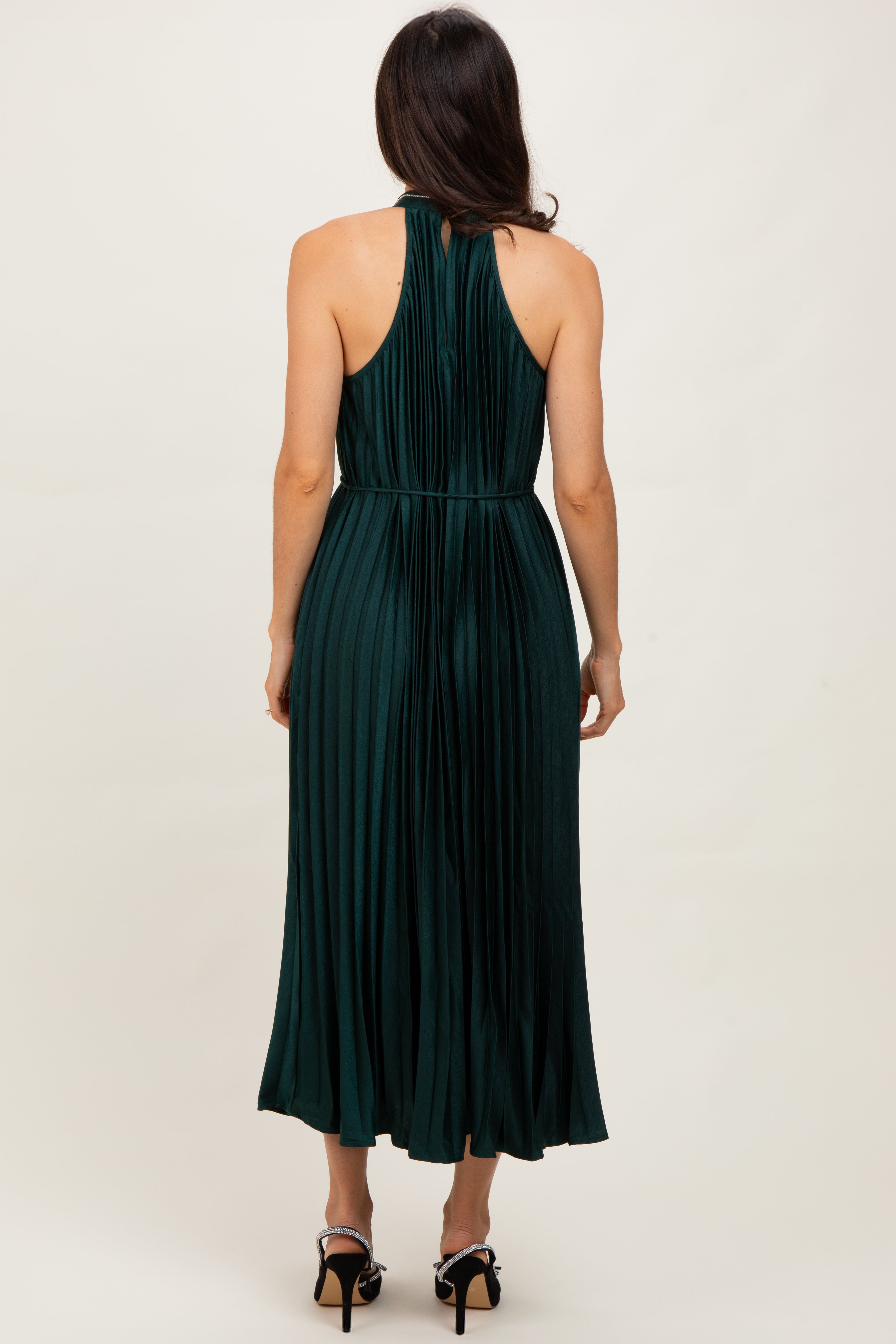 halter pleated dress Forest Green ASOS DESIGN satin midi 3D Floral Midi Dress Production Time:7 Days Size medium measures 55.50