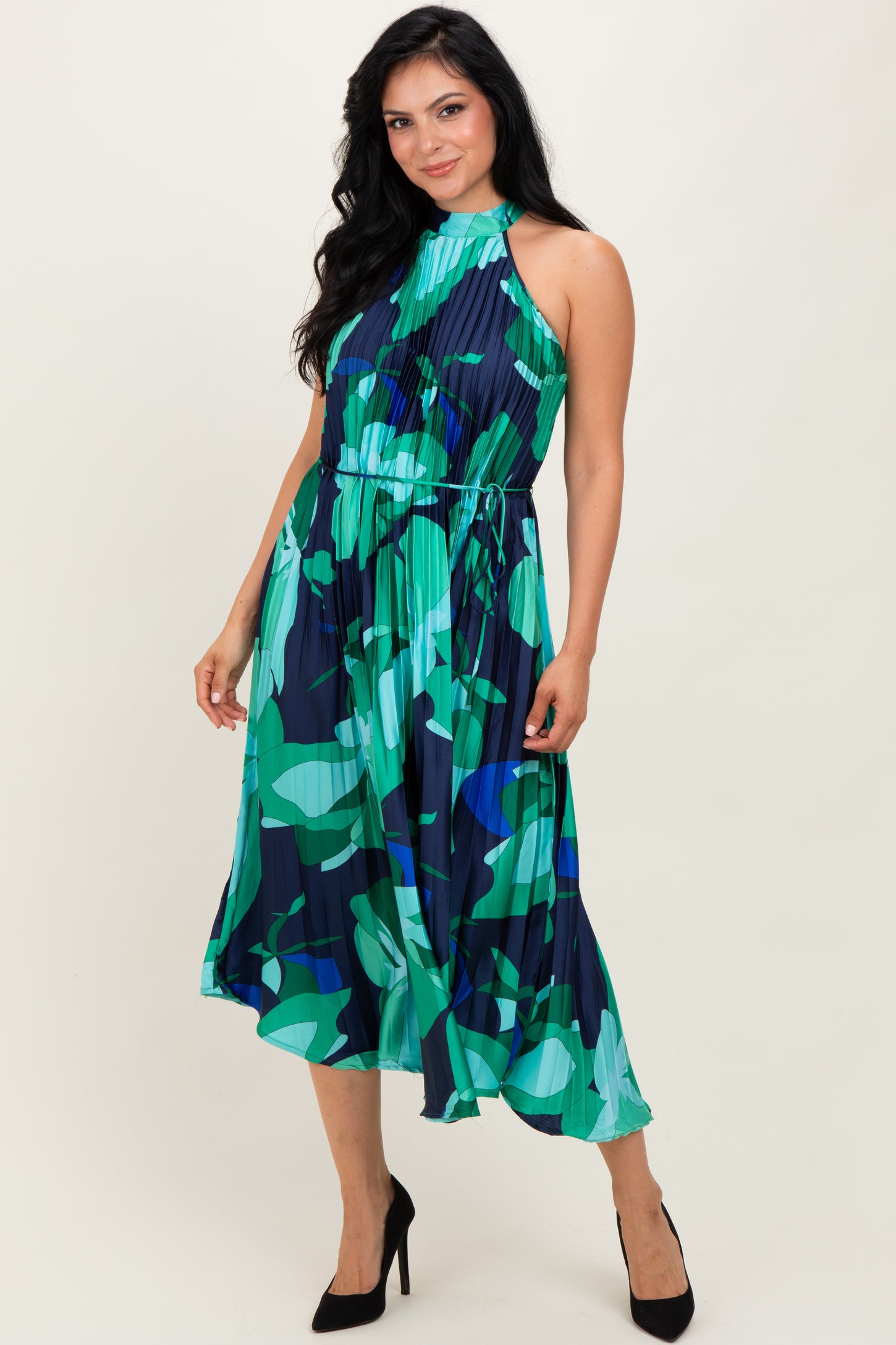 printed pleated midi dress Maeve Pleated Midi Dress: Floral Midi Dress, Sundress, Plisse Dress, Blue Midi, Green Midi, Summer Dress