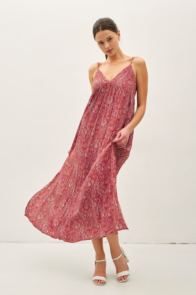 red paisley maxi dress Orchard Oasis Paisley Maxi Dress in Wine