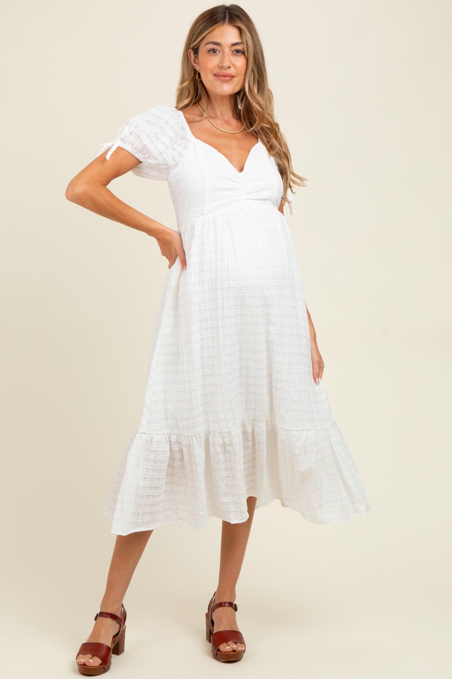 Ivory Solid Sweet Heart Maternity Dress – PinkBlush