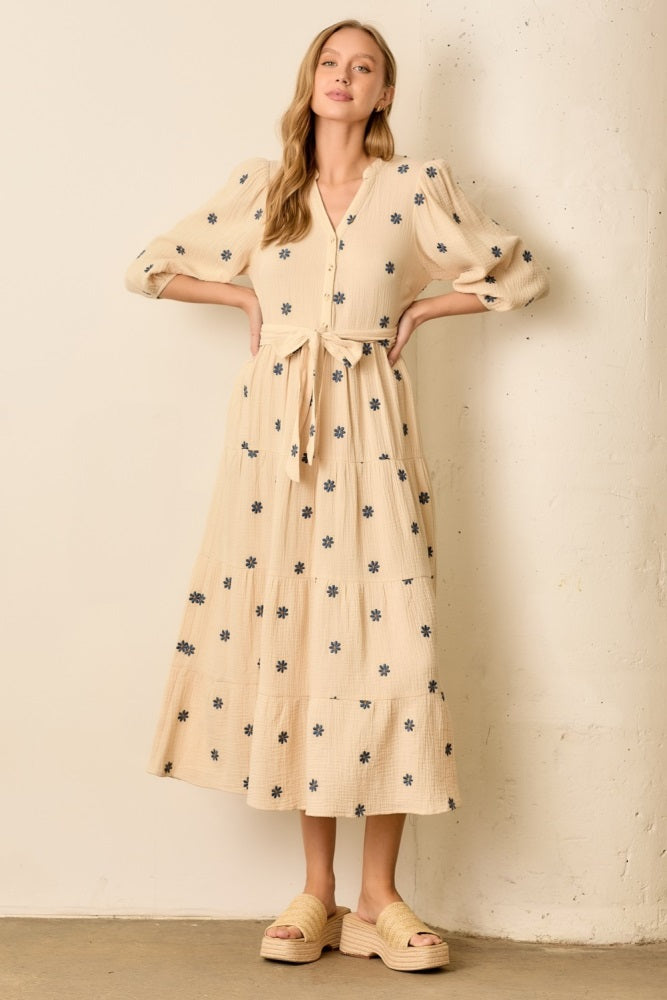 cotton gauze maternity dress Cotton Gauze Dress with Thin Straps, Maternity & Nursing Special