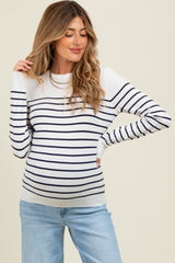 Navy Striped Knit Maternity Long Sleeve Top