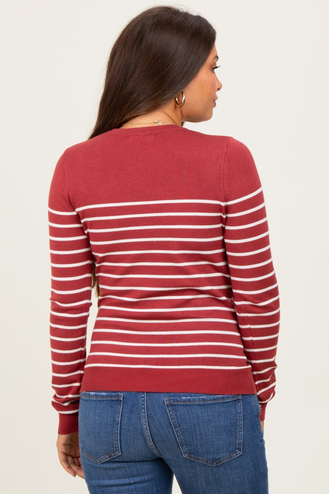Rust Striped Knit Maternity Long Sleeve Top