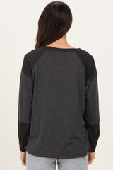 Charcoal Ribbed Bubble Sleeve Top