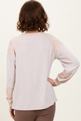Cream Ribbed Bubble Sleeve Top