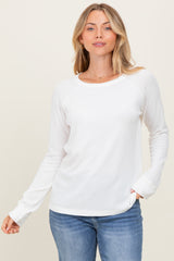 Ivory Waffle Knit Long Sleeve Top