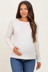 Cream Waffle Knit Maternity Long Sleeve Top