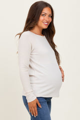 Cream Waffle Knit Maternity Long Sleeve Top