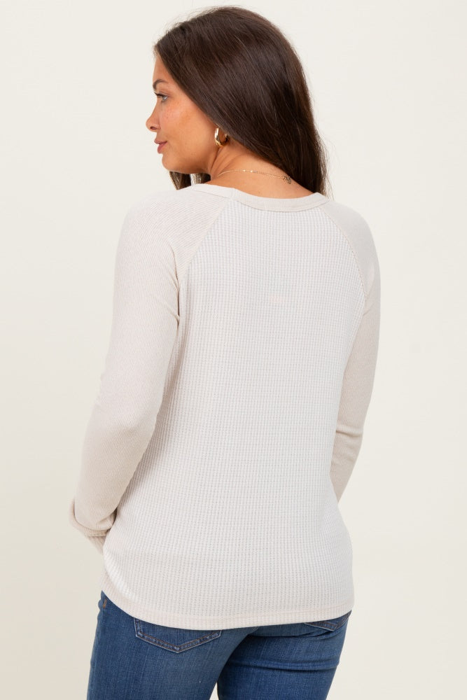 Cream Waffle Knit Maternity Long Sleeve Top