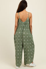 Olive Tile Mosaic Printed Cami Jumpsuit