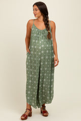 Olive Tile Mosaic Printed Cami Maternity Jumpsuit