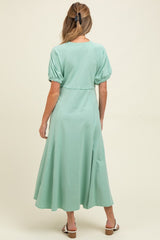 Mint Cotton Pocketed Maternity Midi Dress