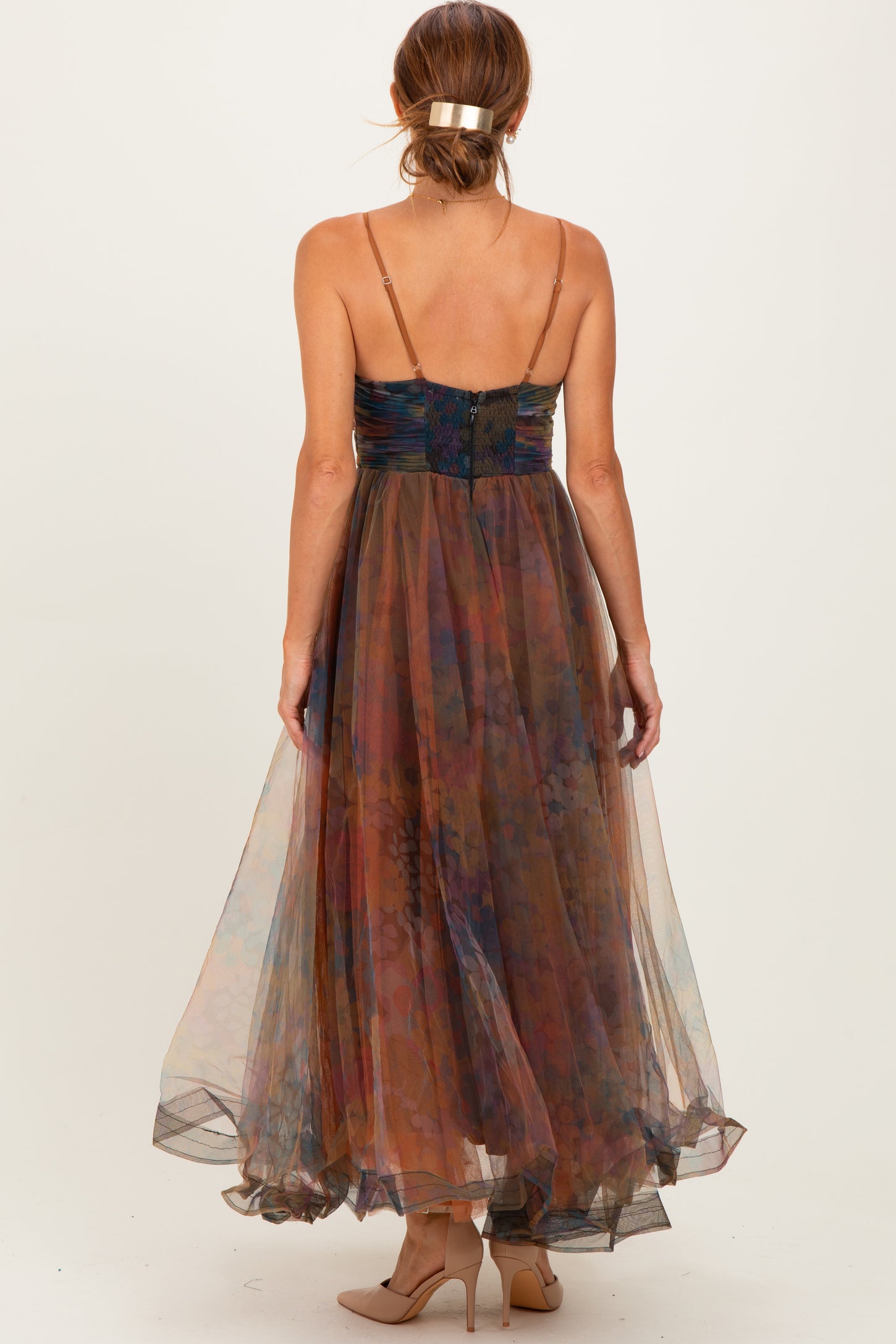 multicolor mesh dress Multi Color Floral Mesh Tulle Overlay Maxi Dress – PinkBlush