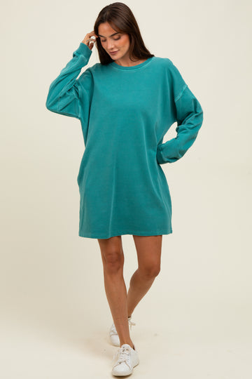 Teal Oversized Long Sleeve T-Shirt Dress