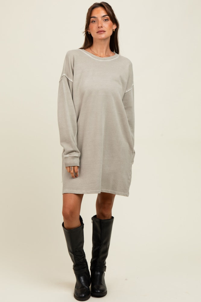 Beige Oversized Long Sleeve T-Shirt Dress Beige Oversized Long Sleeve T-Shirt Dress