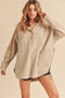 Beige Corduroy Contrast Oversized Hoodie