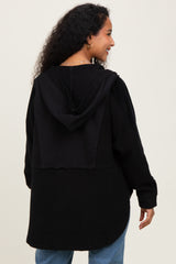 Black Corduroy Contrast Oversized Maternity Hoodie