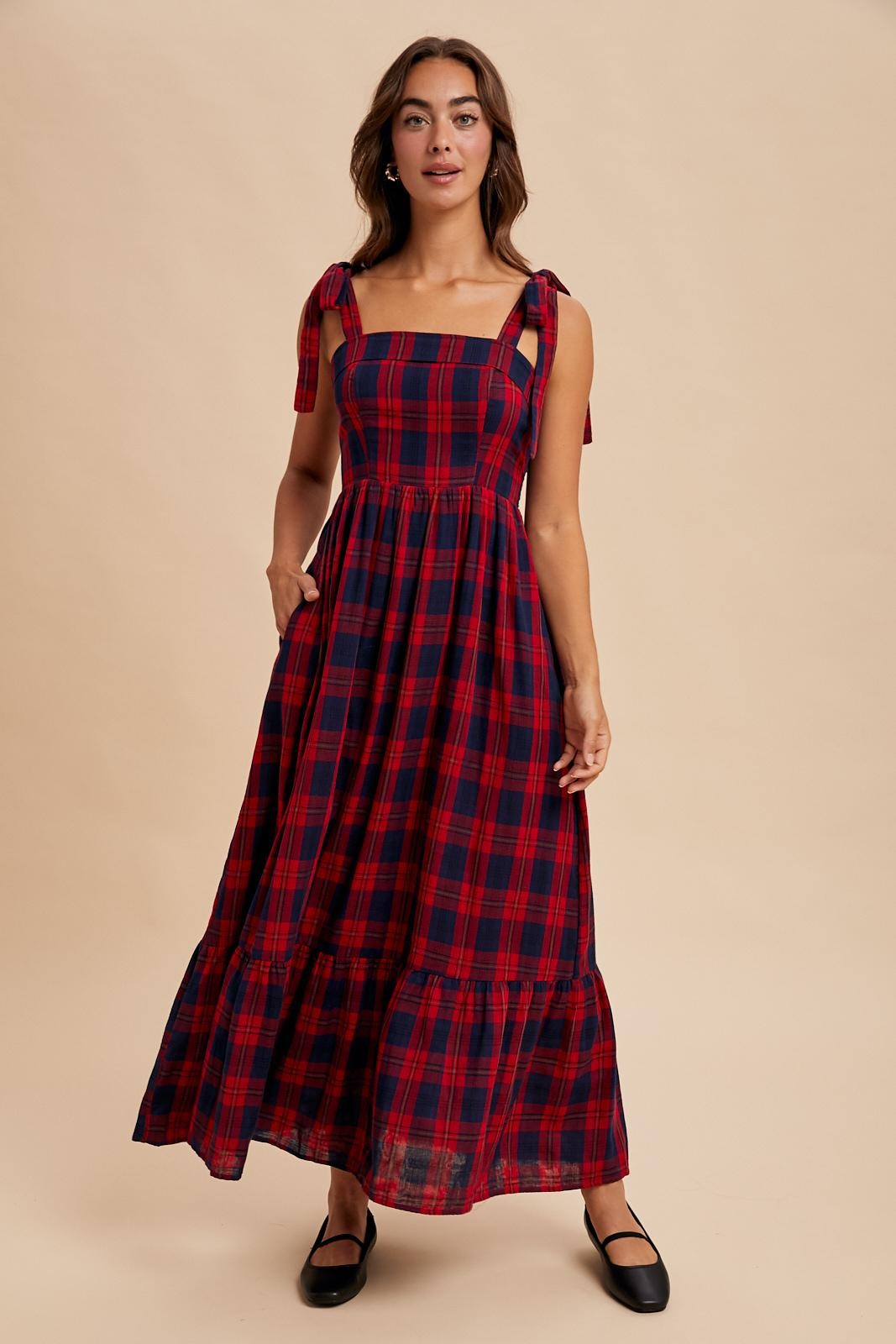 Red Plaid Sleeveless Cotton Maternity Maxi Dress PinkBlush Red Plaid Sleeveless Cotton Maternity Maxi Dress PinkBlush