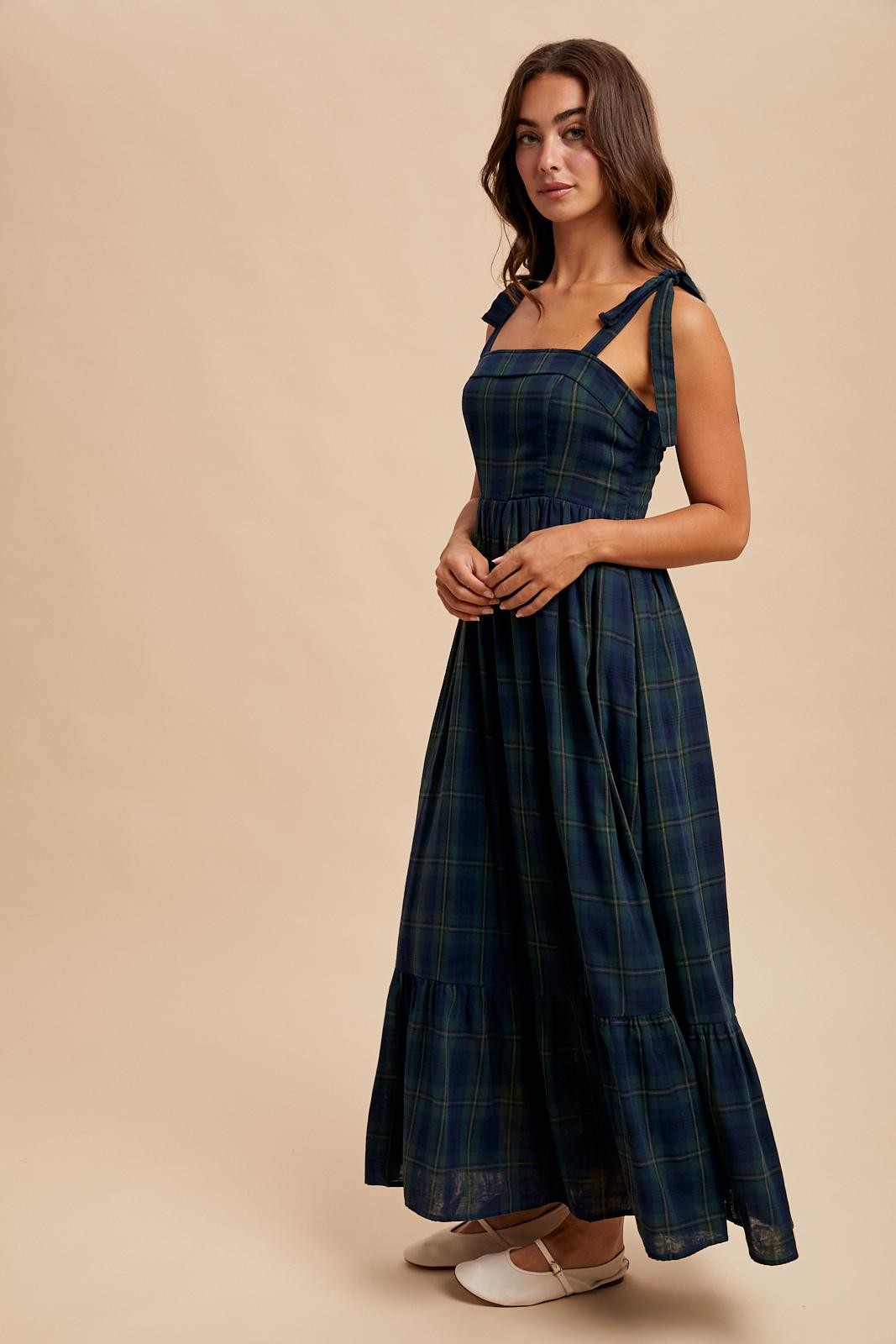 Hunter Green Plaid Sleeveless Cotton Maxi Dress PinkBlush Hunter Green Plaid Sleeveless Cotton Maxi Dress PinkBlush