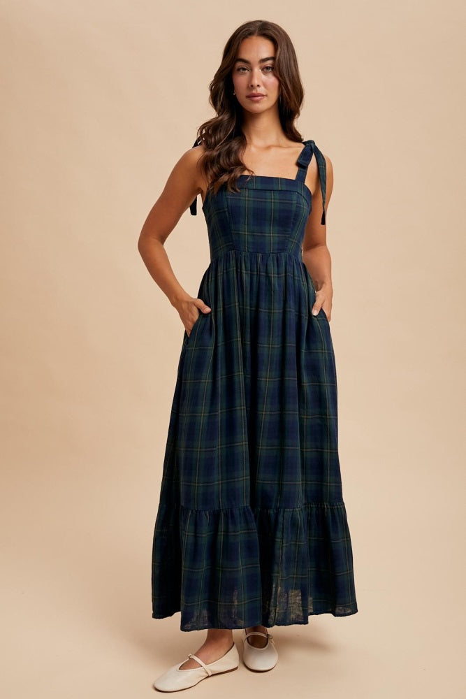 Hunter Green Plaid Sleeveless Cotton Maternity Maxi Dress PinkBlush Hunter Green Plaid Sleeveless Cotton Maternity Maxi Dress PinkBlush