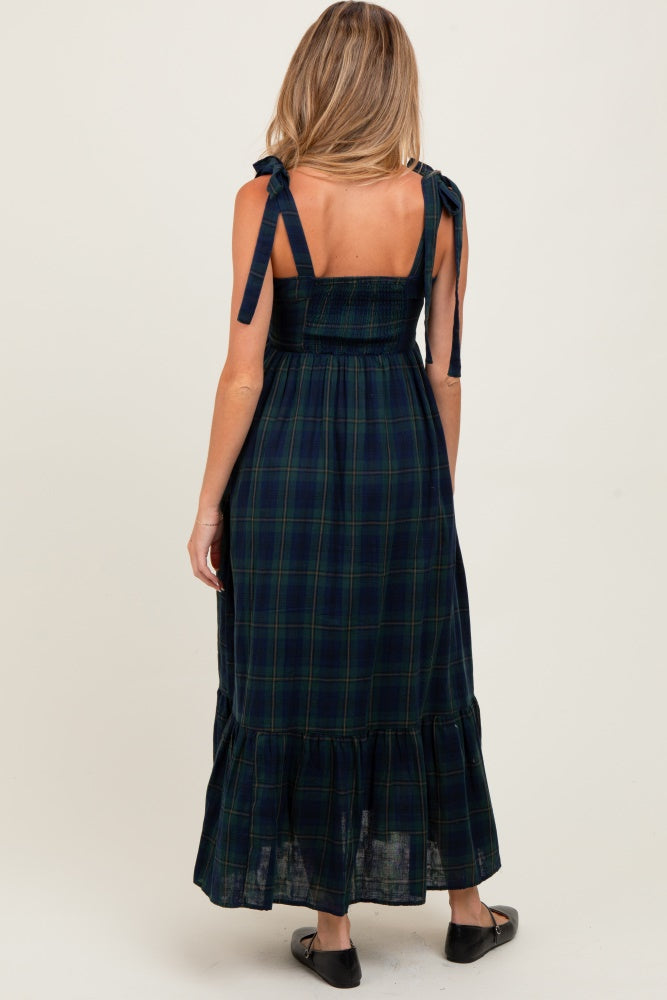 Hunter Green Plaid Sleeveless Cotton Maternity Maxi Dress PinkBlush Hunter Green Plaid Sleeveless Cotton Maternity Maxi Dress PinkBlush