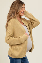 Yellow Chunky Knit Open Maternity Cardigan
