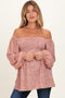 Mauve Printed Smocked Maternity Tunic Top