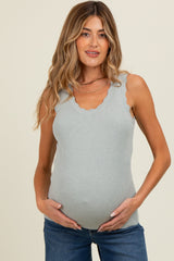 Mint Knit Scalloped Detail Maternity Tank Top