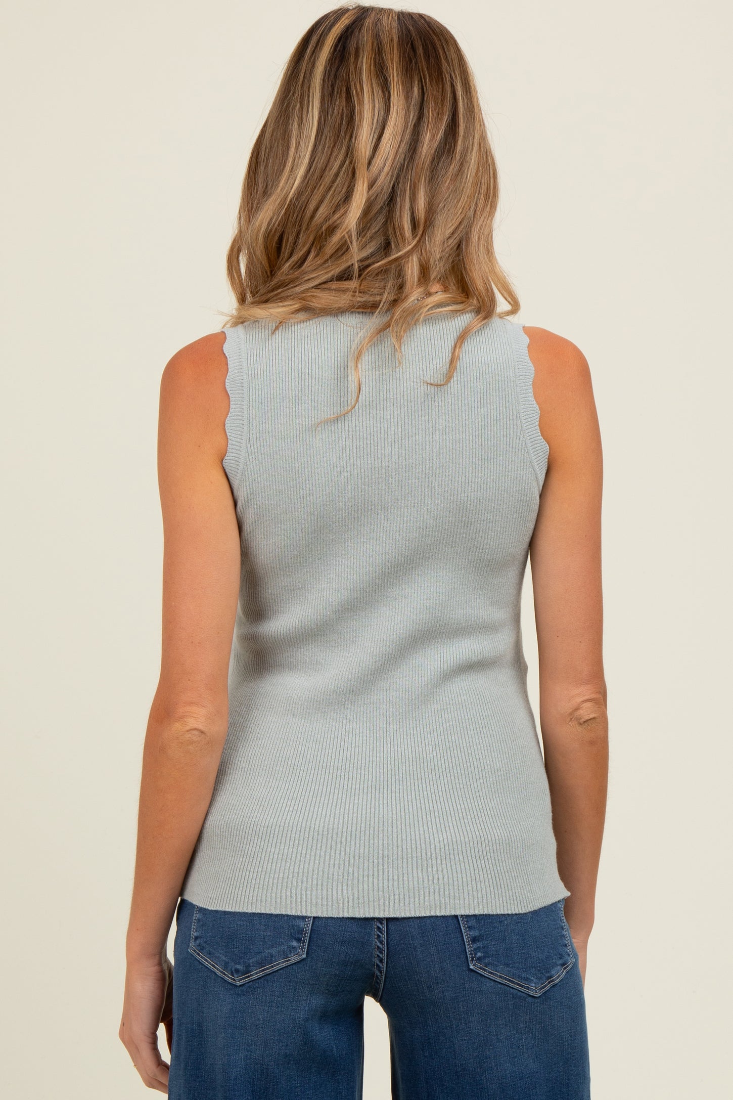 Mint Knit Scalloped Detail Maternity Tank Top