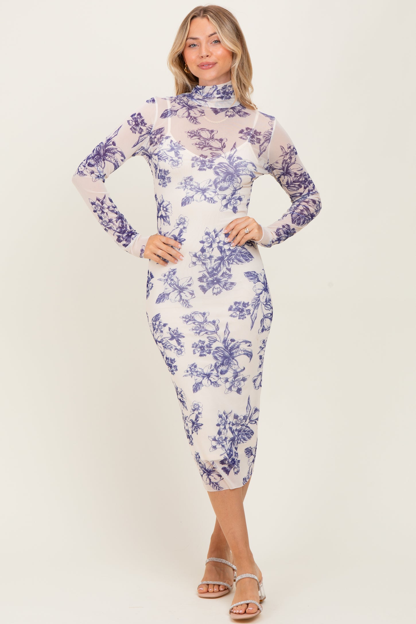 mesh mock neck dress Malouf on the Plaza