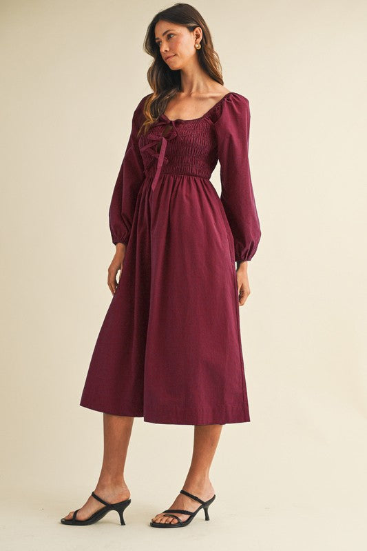 burgundy smock dress Bow Detail Smocked Midi – PinkBlush Size:UK10 / EU44 / US11 Here Are 20 Ways finalfew25update straight flow