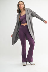 Grey Hooded Long Cardigan