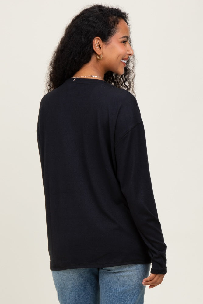 Black Relaxed Fit Maternity Long Sleeve Top