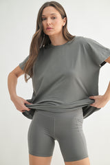 Grey Slouchy Short Sleeve Tee