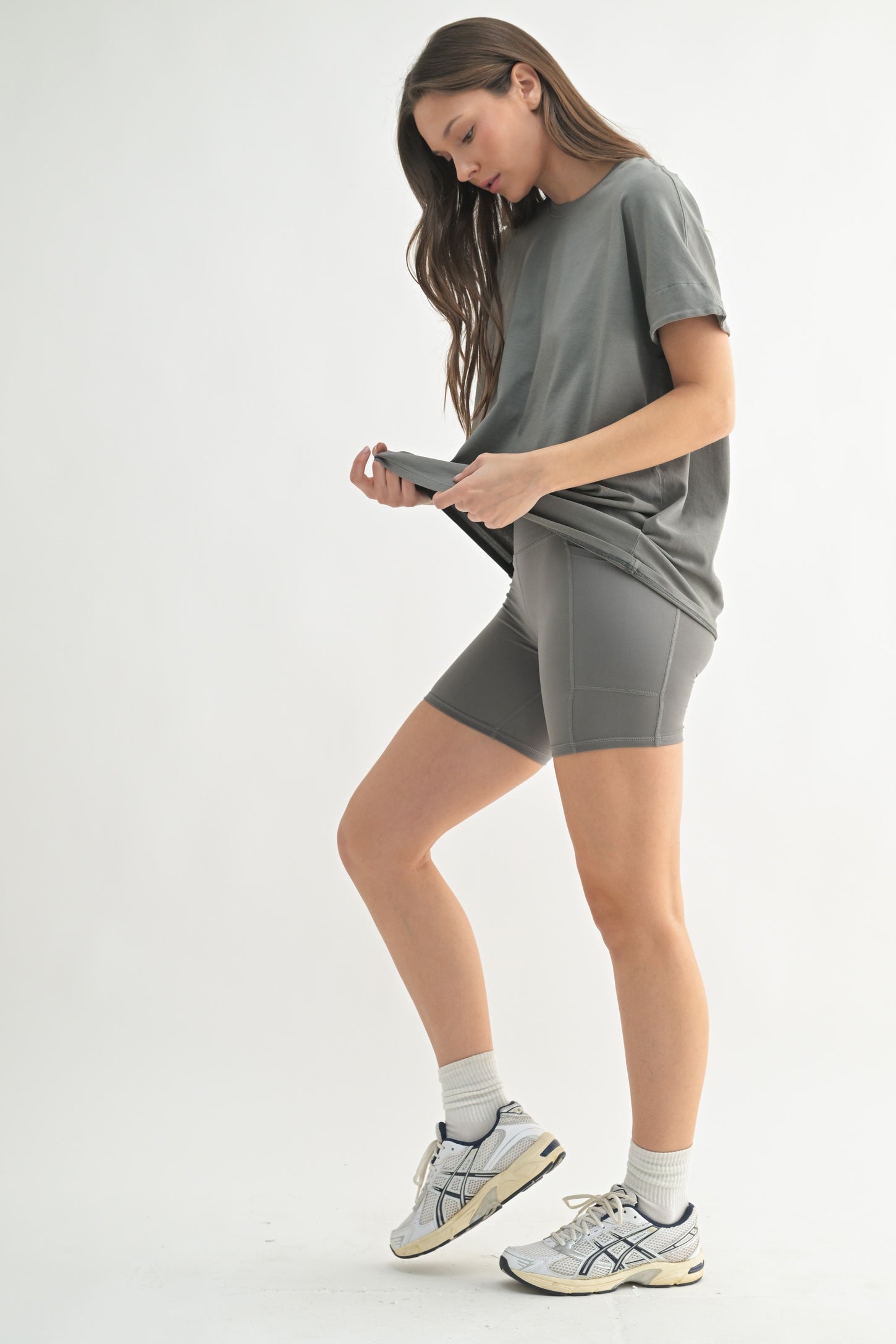Grey Slouchy Short Sleeve Tee