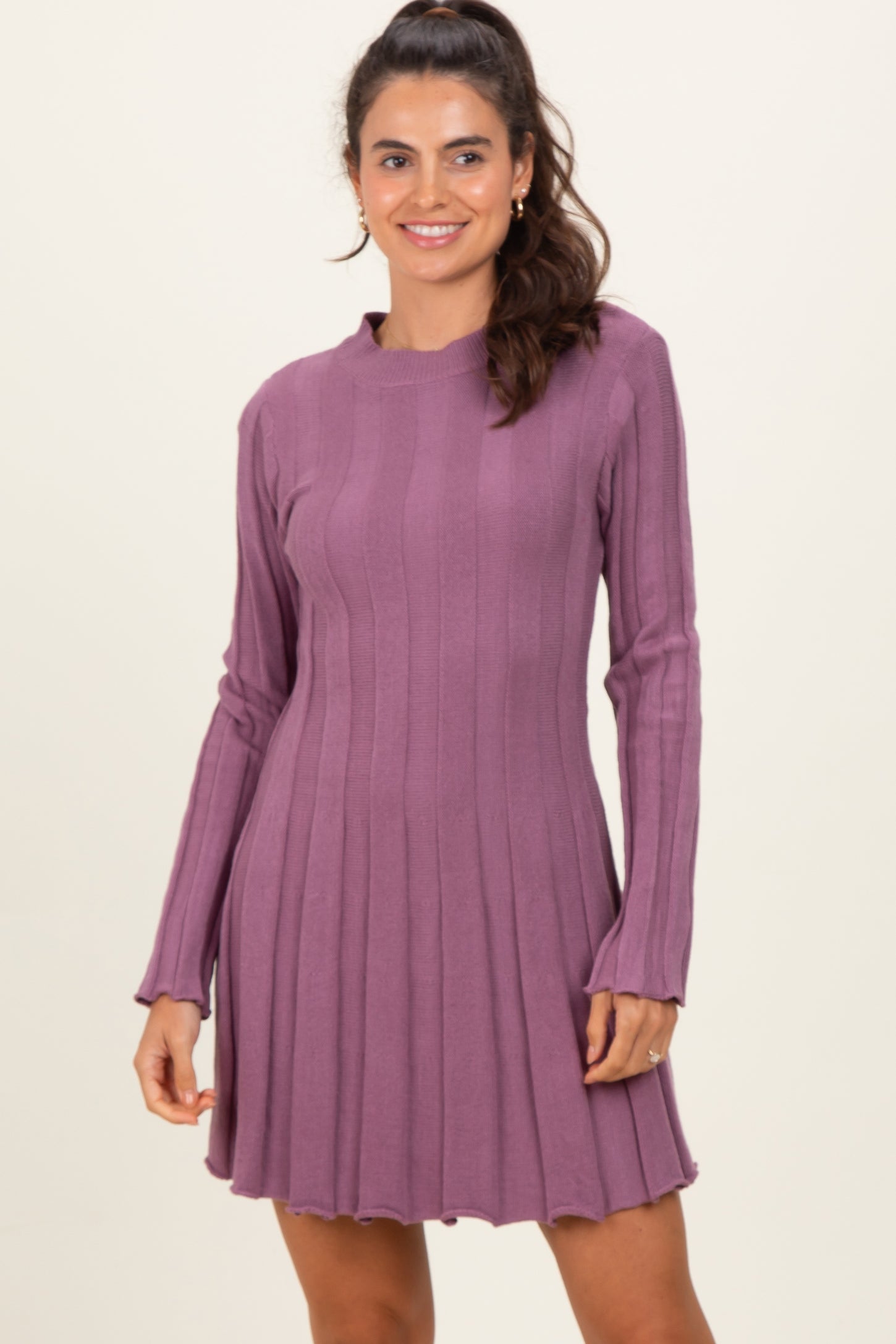 Plum Wide Rib Mini Dress