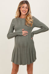 Olive Wide Rib Maternity Mini Sweater Dress