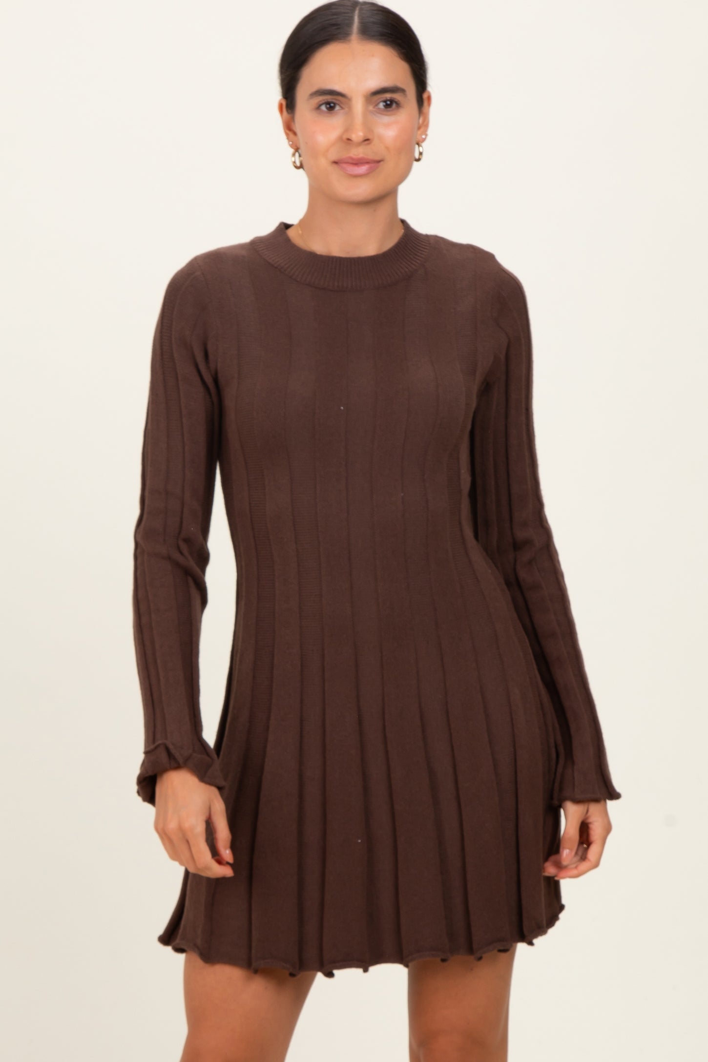 Brown Wide Rib Maternity Mini Dress Brown Wide Rib Maternity Mini Dress