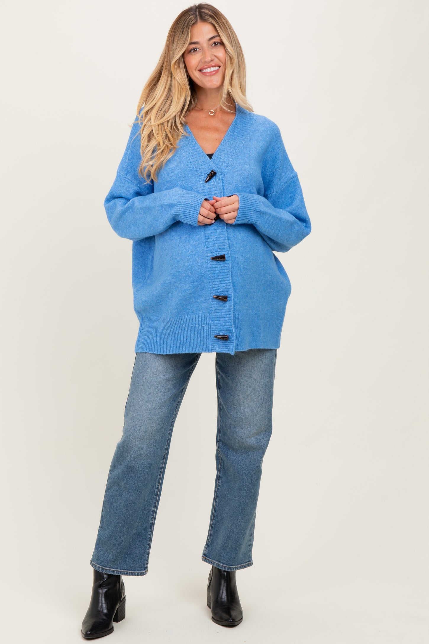 Blue Oversized Maternity Toggle Button Cardigan – PinkBlush Blue Oversized Maternity Toggle Button Cardigan – PinkBlush