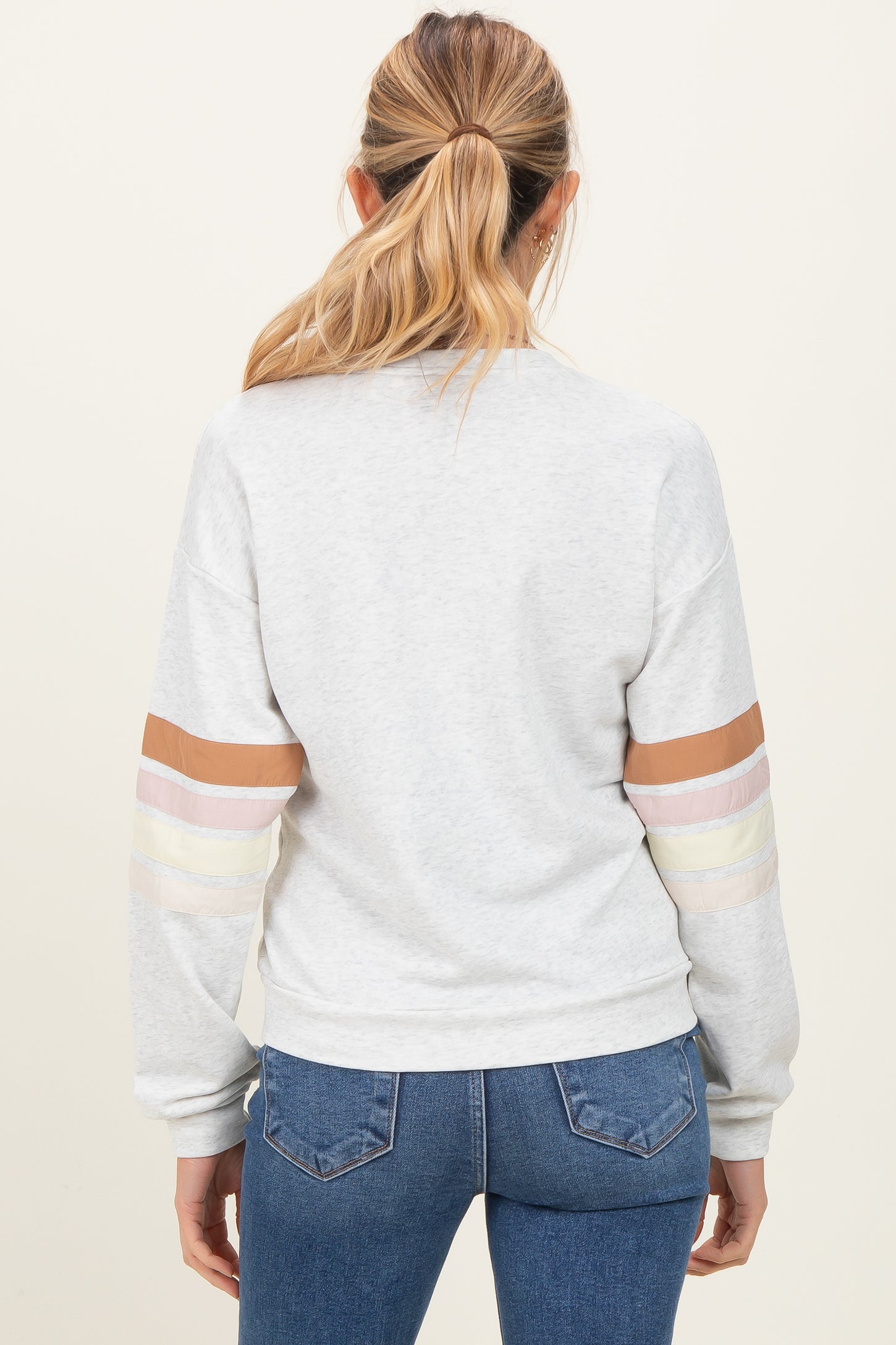Heather Grey Colorblock Stripe Detail Maternity Sweatshirt